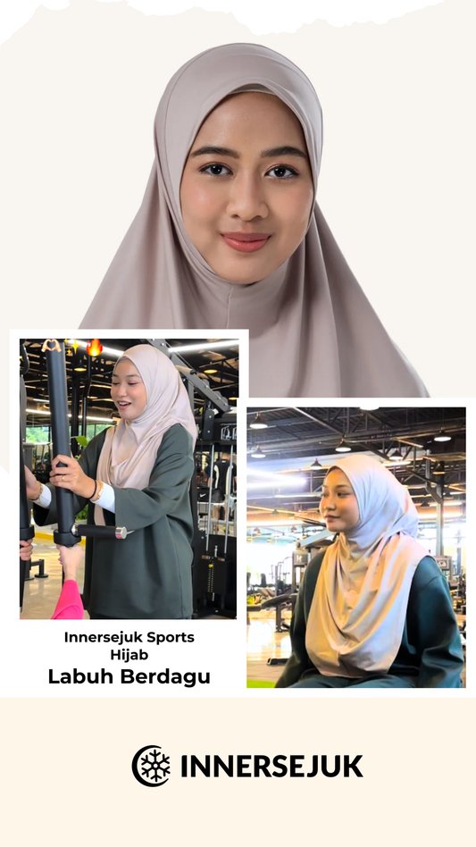 InnerSejuk Tudung Sukan Labuh Berdagu Khaki Brown