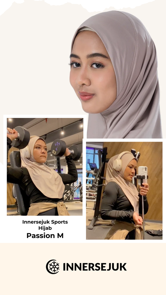 InnerSejuk Tudung Sukan Passion M Khaki Brown