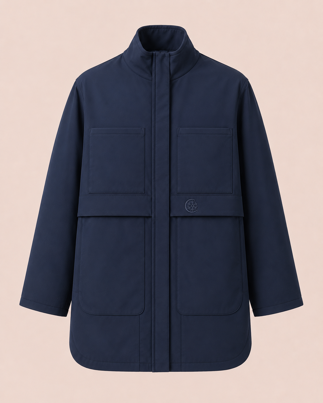 Navy Blue Oversized Parka Jacket