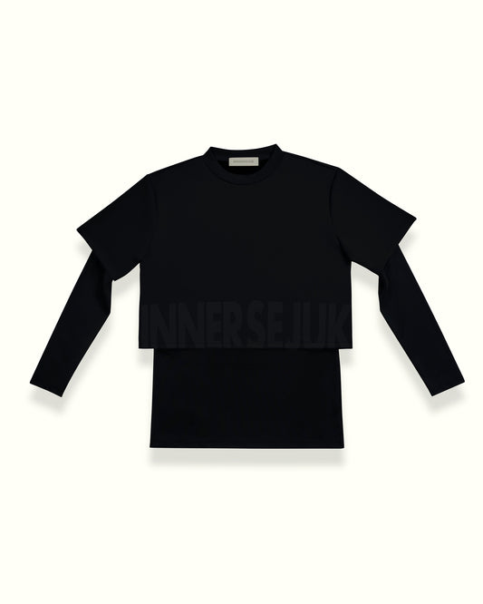 THE LOGOMANIA 2-IN-1 CROP TOP  IN BLACK