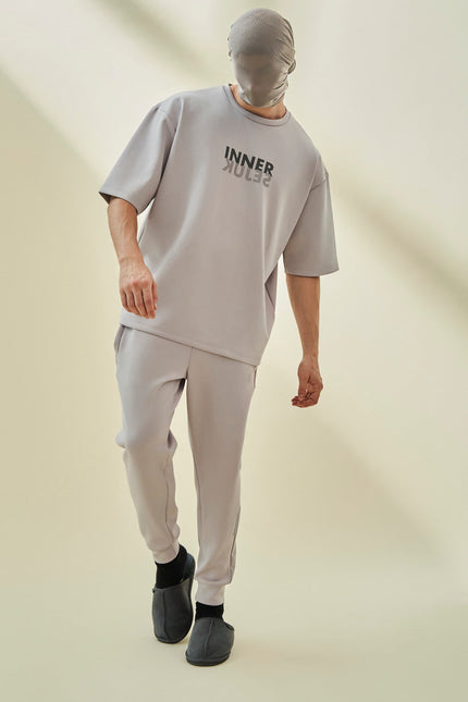 THE MIRROR IMAGE OVERSIZED TEE IN LIGHT GREY
