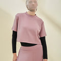 THE ICON 2-IN-1 CROP TOP  IN DUSTY PURPLE