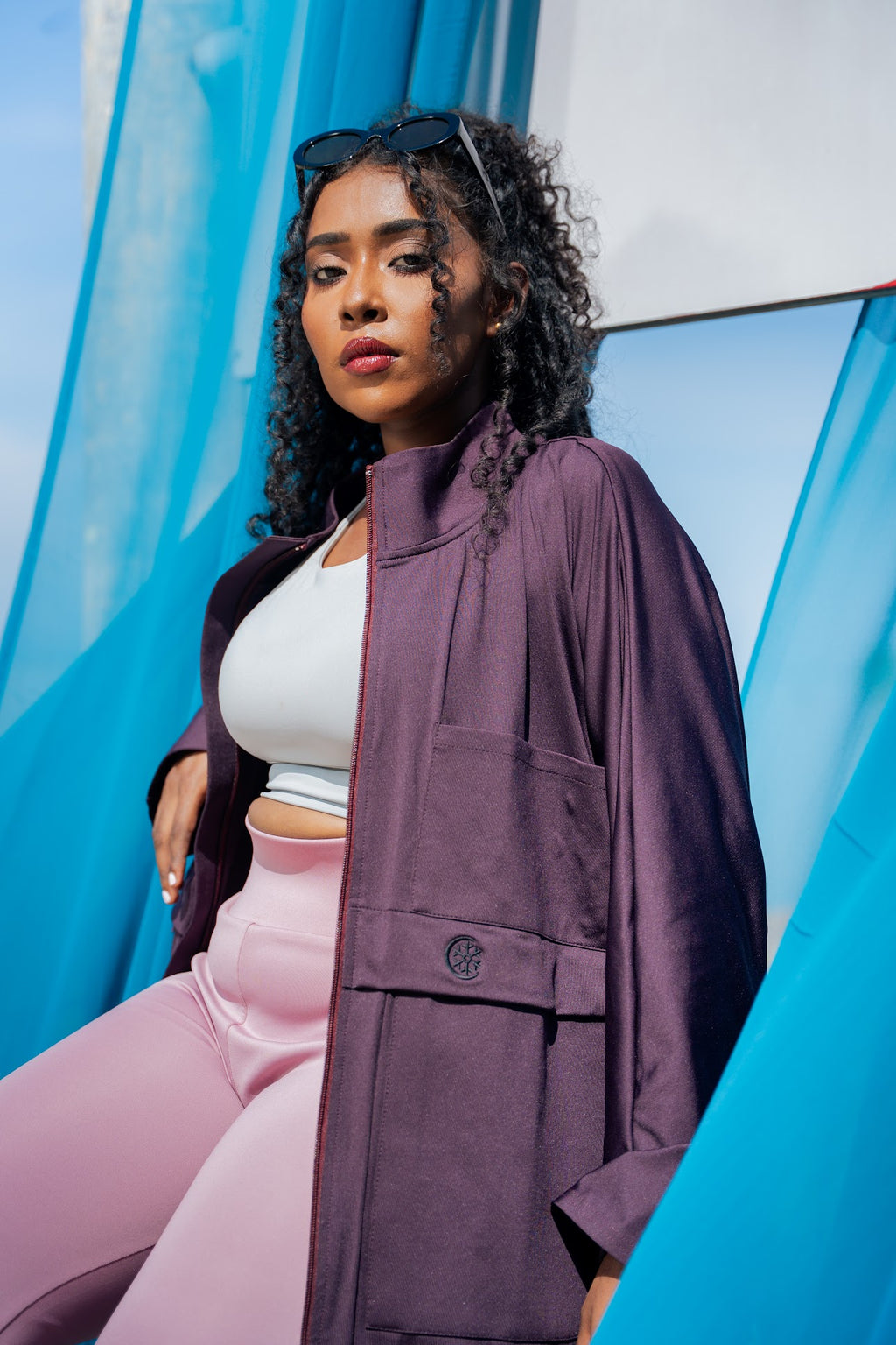Dark Purple Oversized Parka Jacket