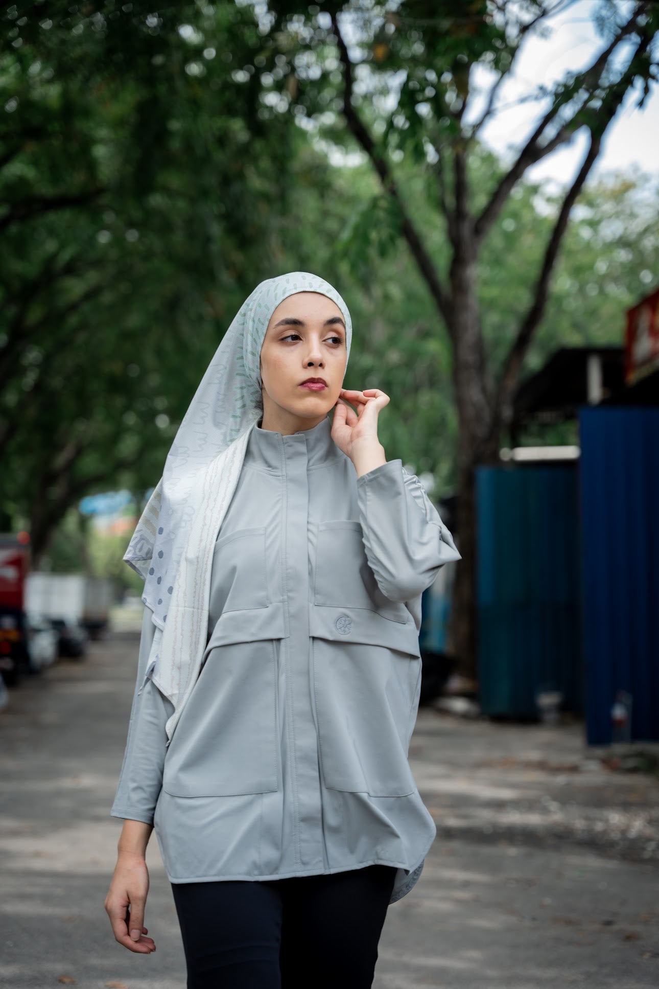 Light Grey Oversized Parka Jacket