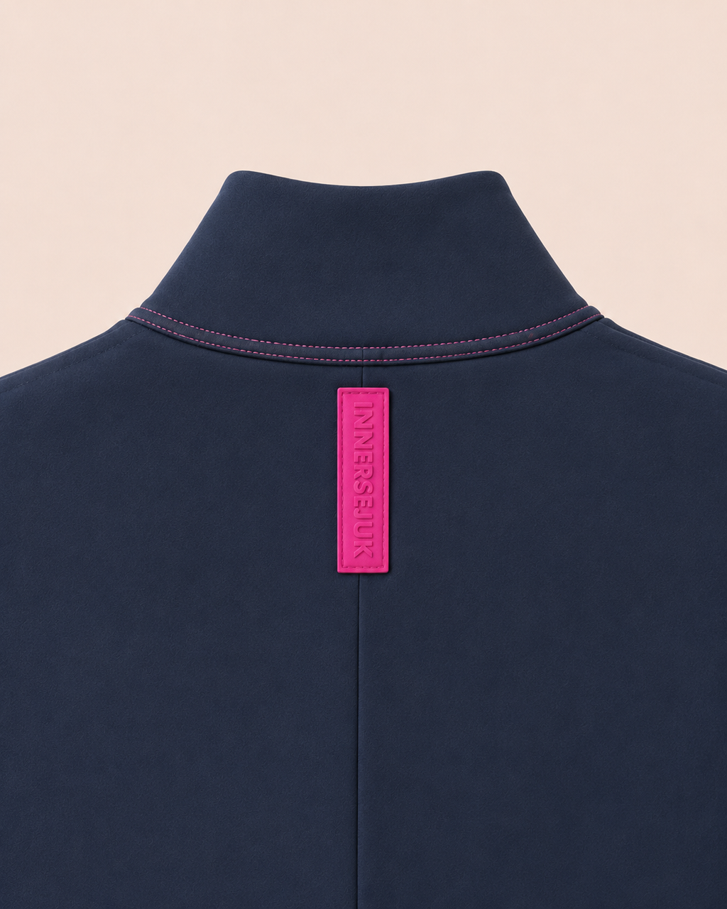 Navy Blue Pink Stitch Oversized Parka Jacket