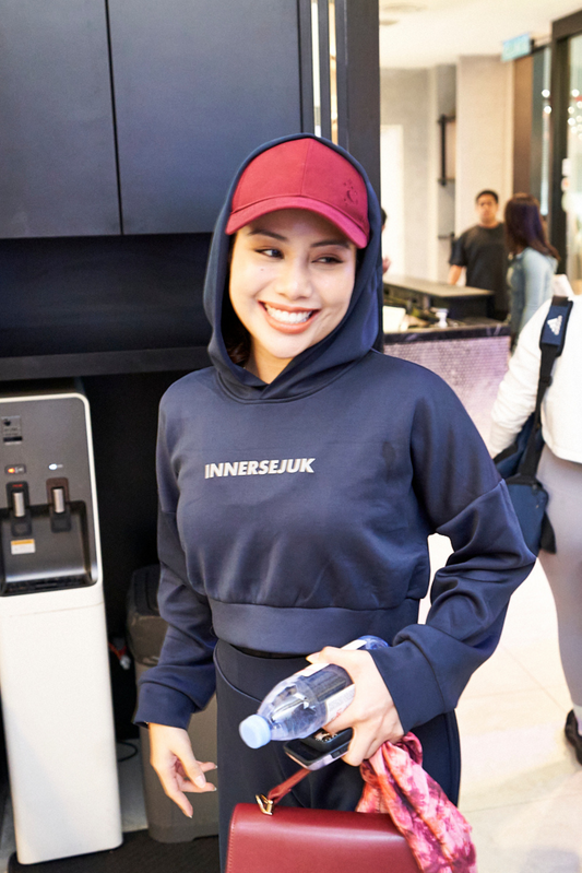 THE CLASSIC 2-IN-1 CROP HOODIE IN DARK BLUE