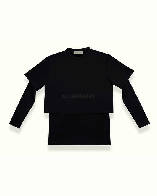THE REVERSE 2-IN-1 CROP TOP IN BLACK