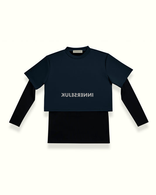 THE REVERSE 2-IN-1 CROP TOP  IN DARK BLUE