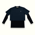 THE INNERSEJUK 2-IN-1 CROP TOP  IN DARK BLUE