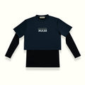 THE MIRROR IMAGE 2-IN-1 CROP TOP IN DARK BLUE