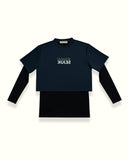 THE MIRROR IMAGE 2-IN-1 CROP TOP IN DARK BLUE