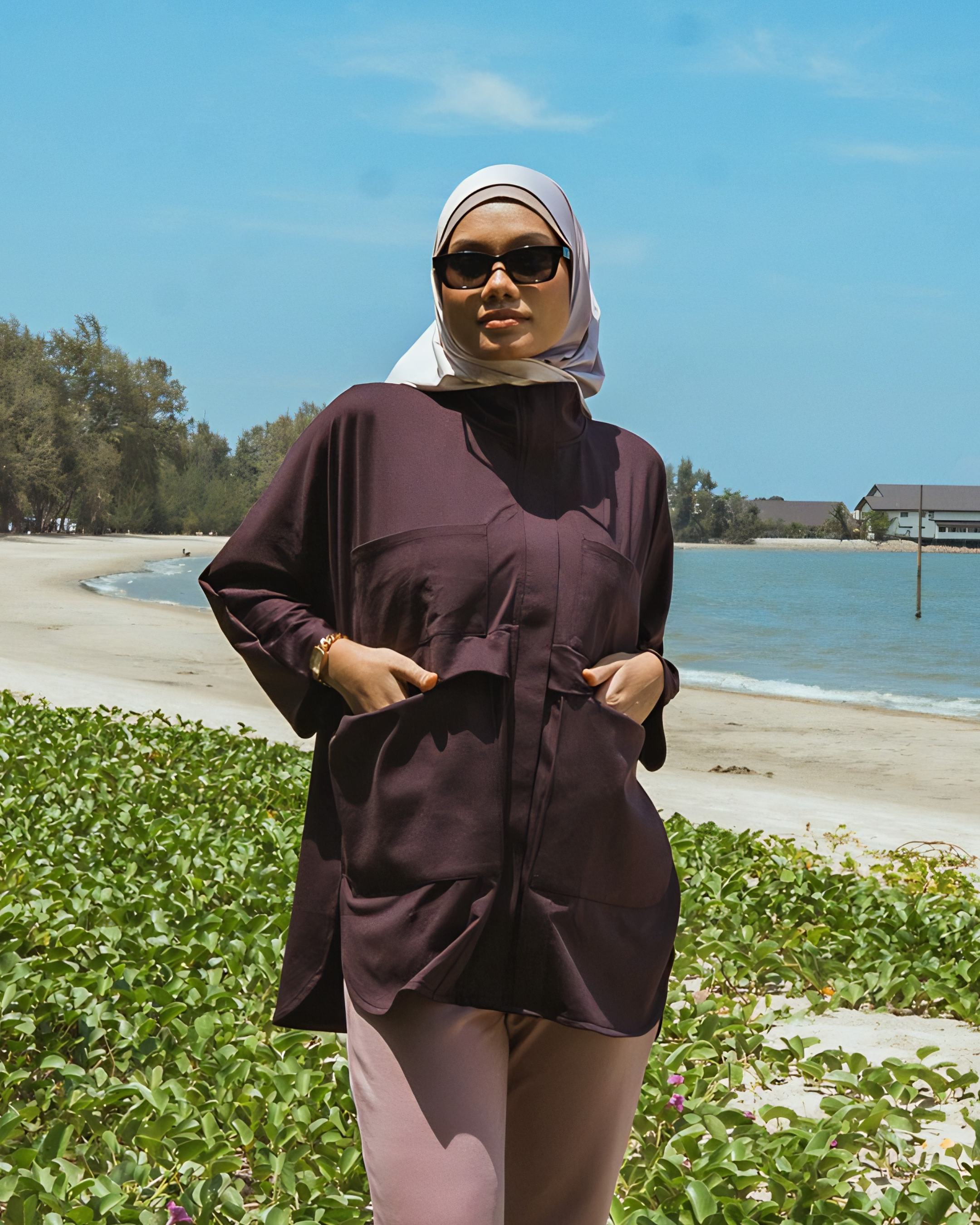 Dark Purple Oversized Parka Jacket
