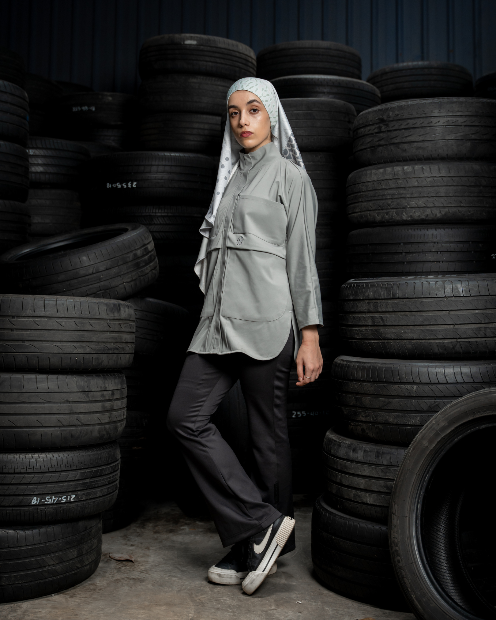 Light Grey Oversized Parka Jacket