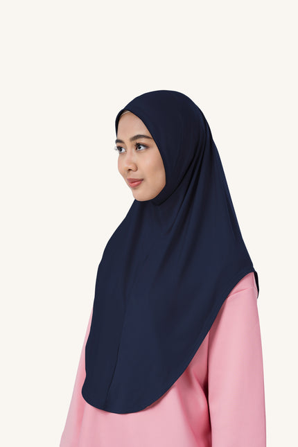 InnerSejuk Tudung Sukan Labuh Berdagu Navy Polis