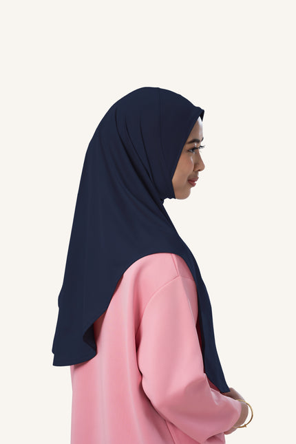 InnerSejuk Tudung Sukan Labuh Berdagu Navy Polis