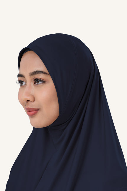 InnerSejuk Tudung Sukan Labuh Berdagu Navy Polis