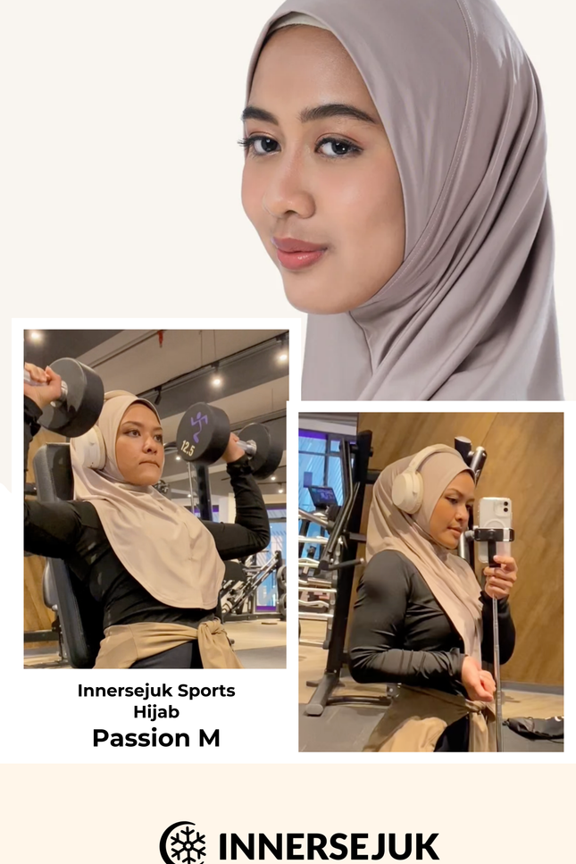 InnerSejuk Tudung Sukan Passion M Khaki Brown