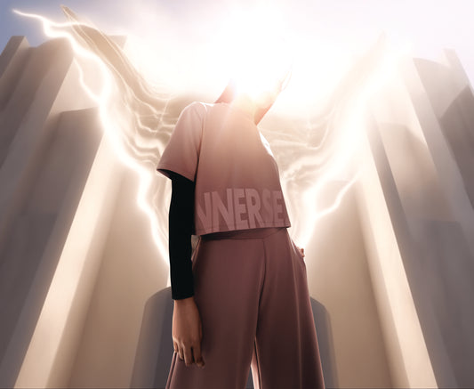 THE LOGOMANIA 2-IN-1 CROP TOP  IN DUSTY PURPLE