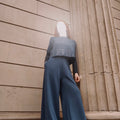 THE LOGOMANIA 2-IN-1 CROP TOP  IN DARK BLUE