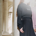 THE MIRROR IMAGE 2-IN-1 CROP HOODIE  IN DARK BLUE