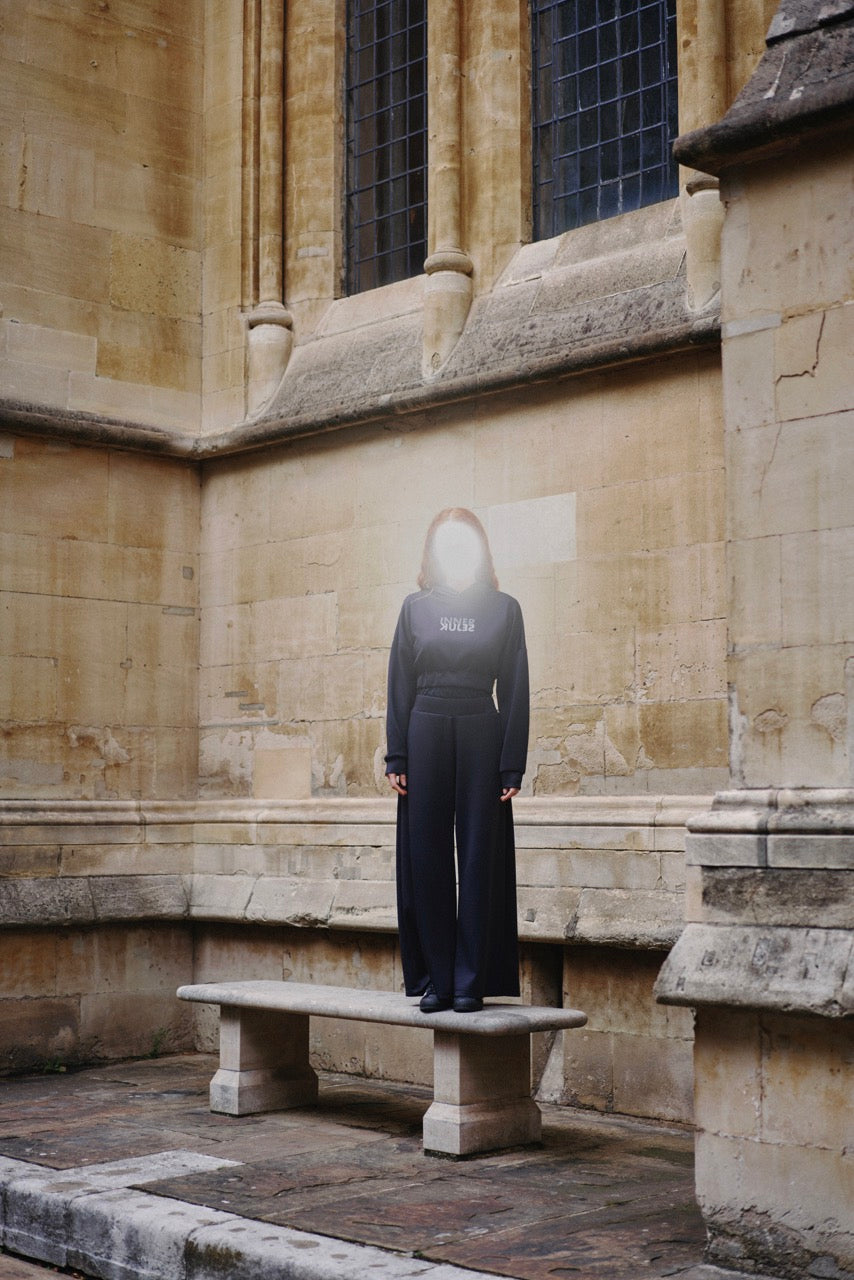 THE MIRROR IMAGE 2-IN-1 CROP HOODIE  IN DARK BLUE