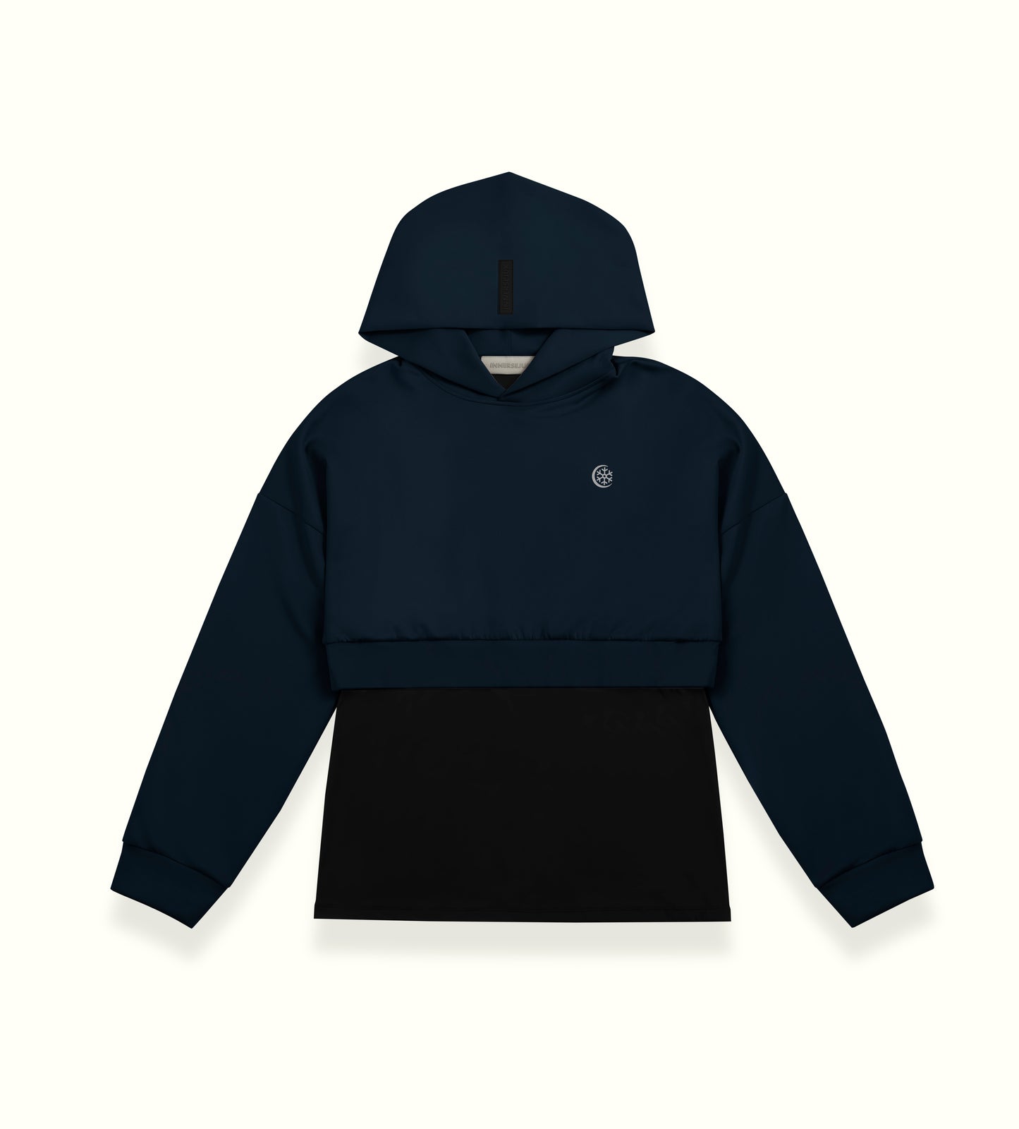 THE INNERSEJUK 2-IN-1 CROP HOODIE  IN DARK BLUE
