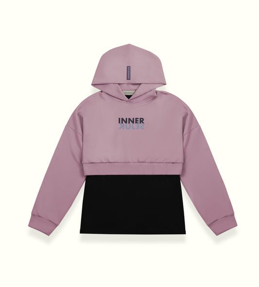 THE MIRROR IMAGE 2-IN-1 CROP HOODIE  IN DUSTY PURPLE