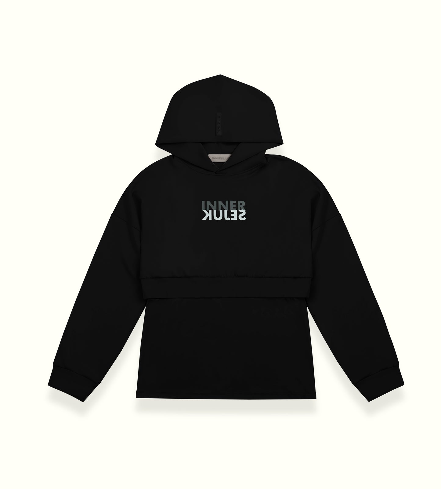 THE MIRROR IMAGE 2-IN-1 CROP HOODIE  IN BLACK