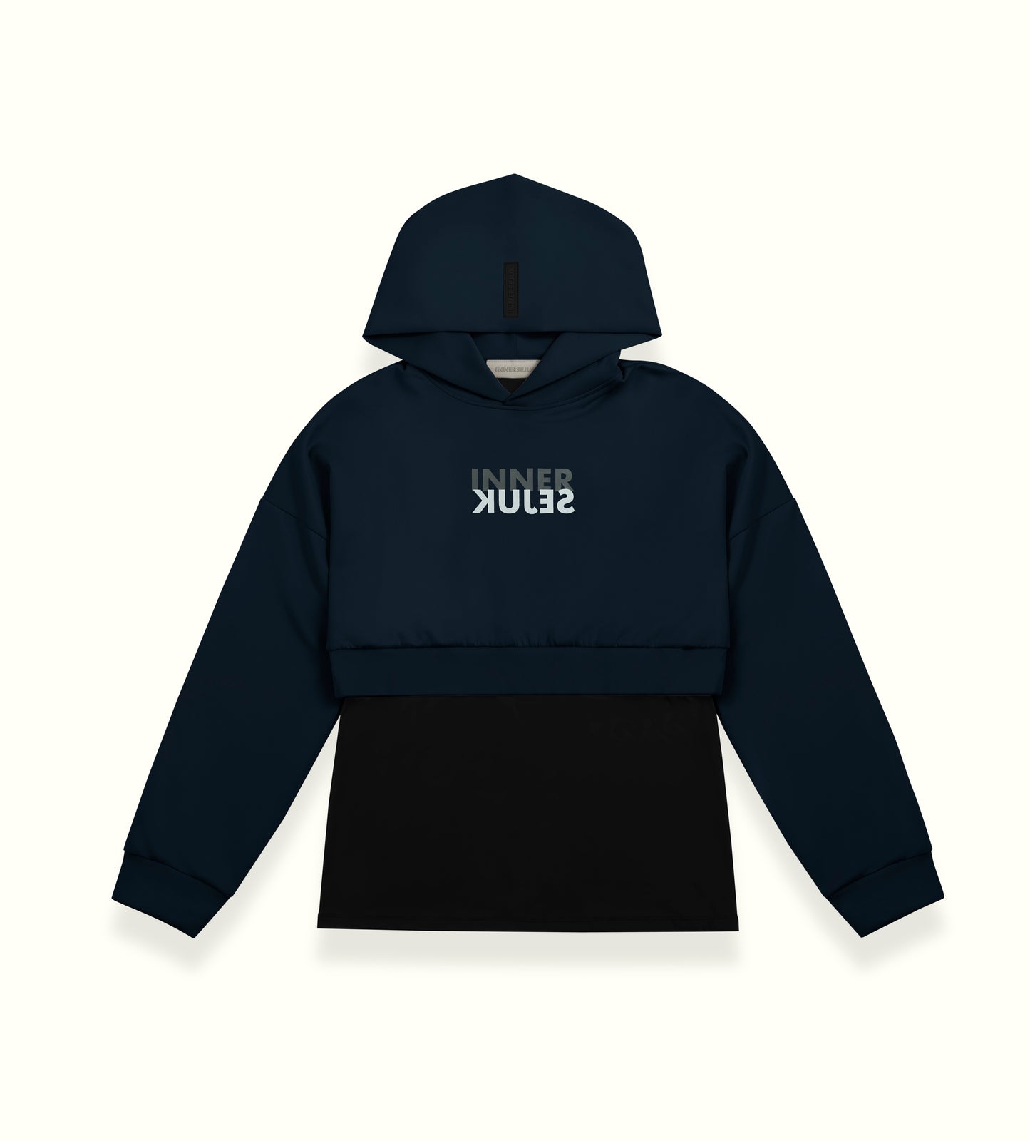 THE MIRROR IMAGE 2-IN-1 CROP HOODIE  IN DARK BLUE