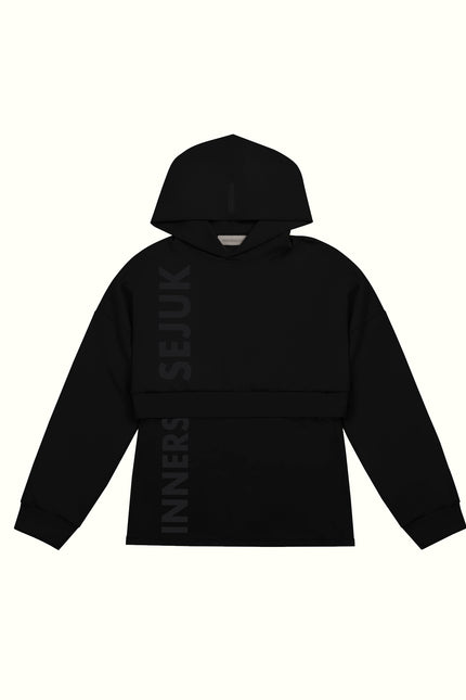 THE ICON 2-IN-1 CROP HOODIE  IN BLACK