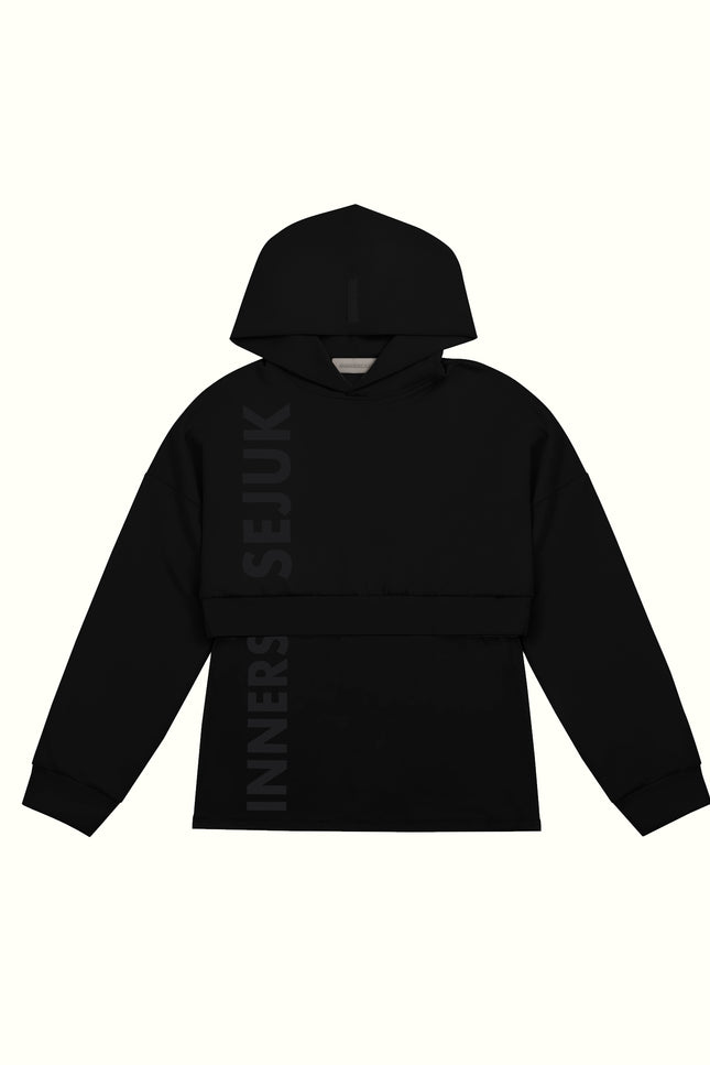THE ICON 2-IN-1 CROP HOODIE  IN BLACK