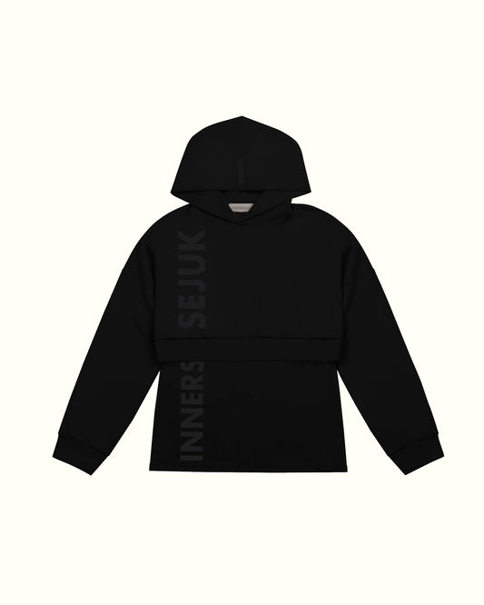 THE ICON 2-IN-1 CROP HOODIE  IN BLACK