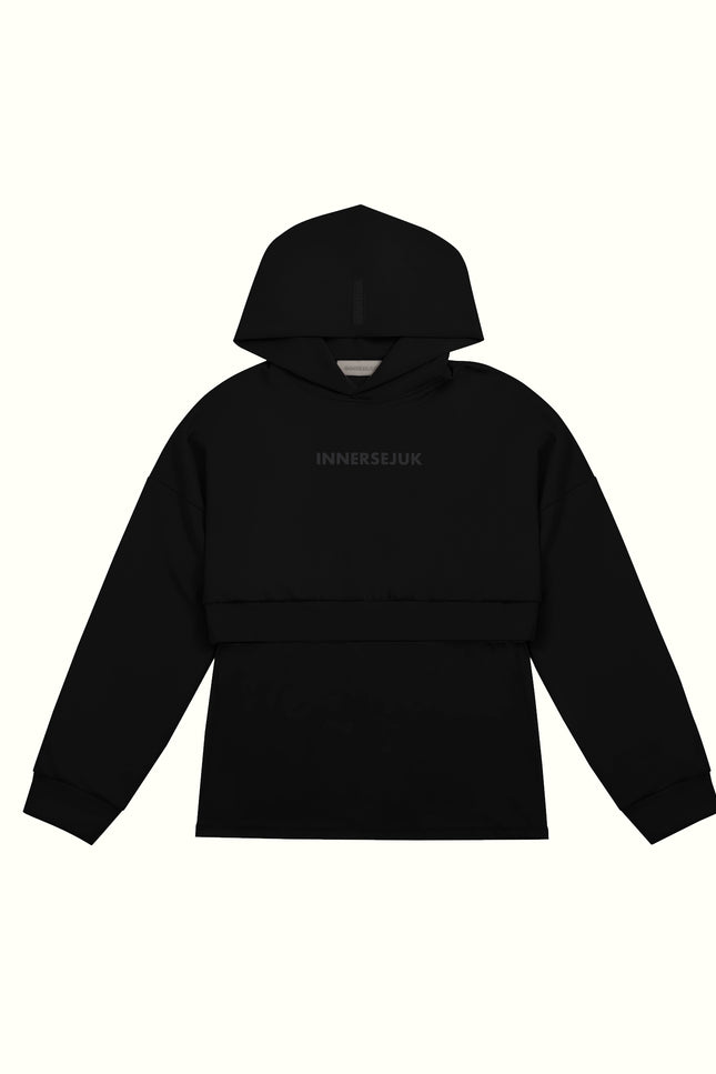 THE CLASSIC 2-IN-1 CROP HOODIE IN BLACK