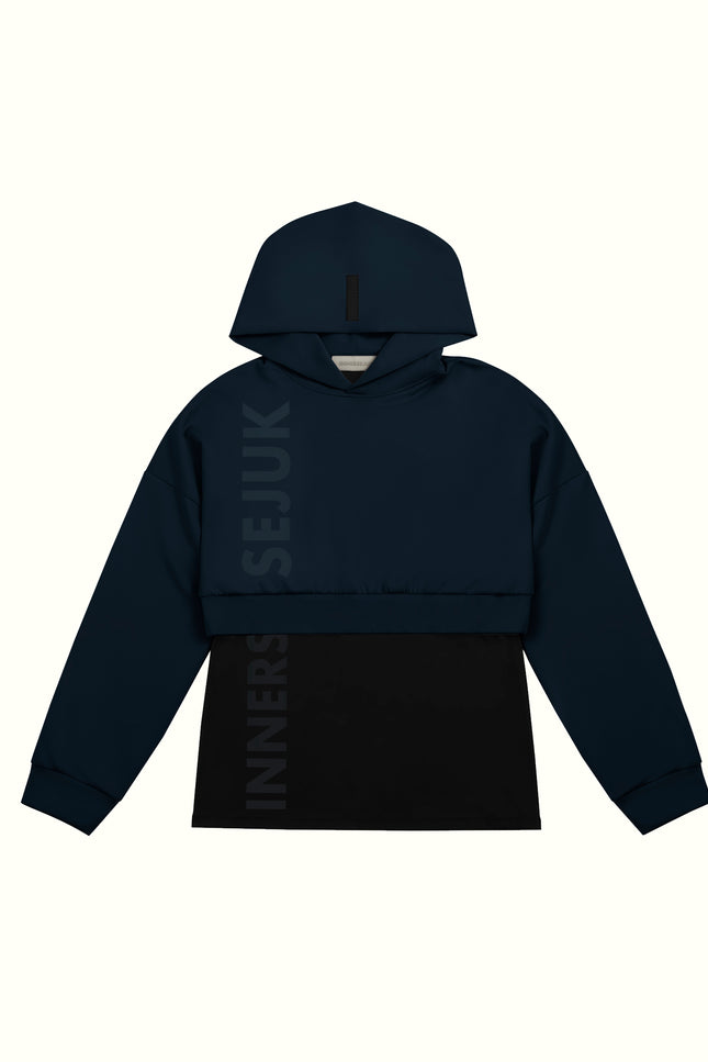THE ICON 2-IN-1 CROP HOODIE  IN DARK BLUE