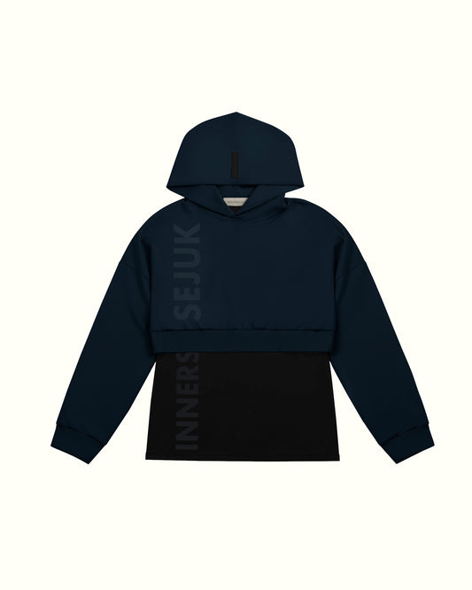 THE ICON 2-IN-1 CROP HOODIE  IN DARK BLUE
