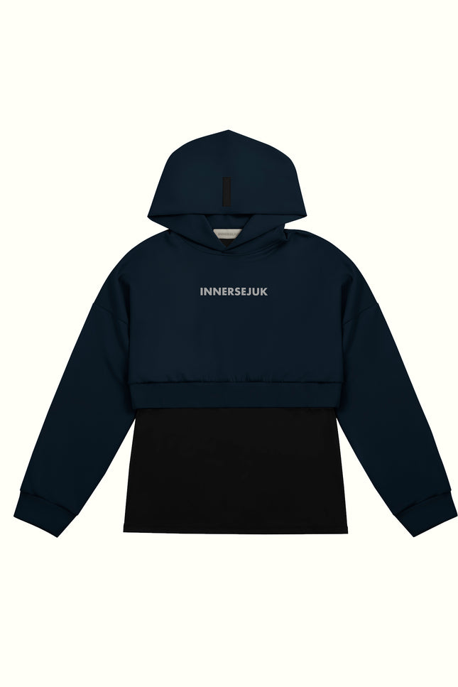 THE CLASSIC 2-IN-1 CROP HOODIE IN DARK BLUE