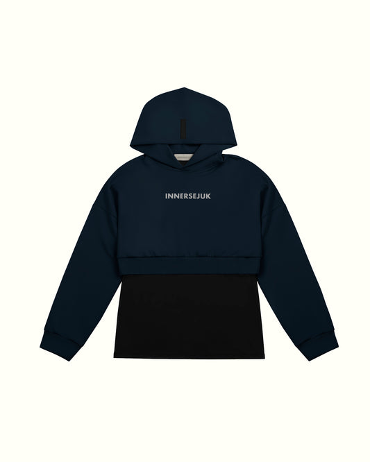THE CLASSIC 2-IN-1 CROP HOODIE IN DARK BLUE