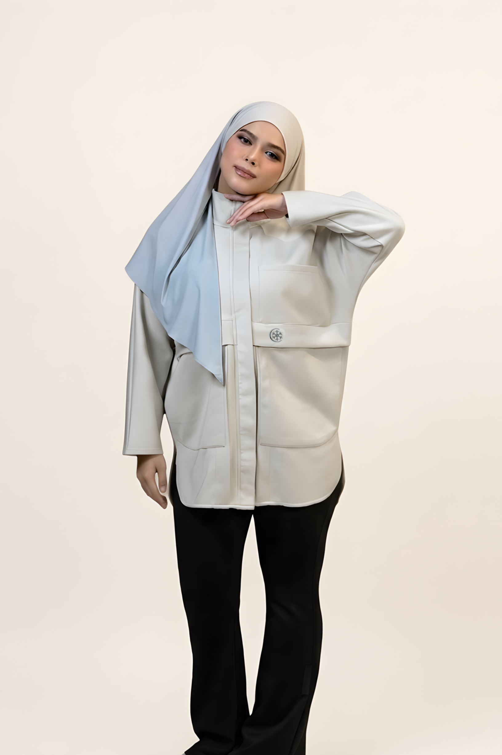 Blueish Grey Oversized Parka Jacket