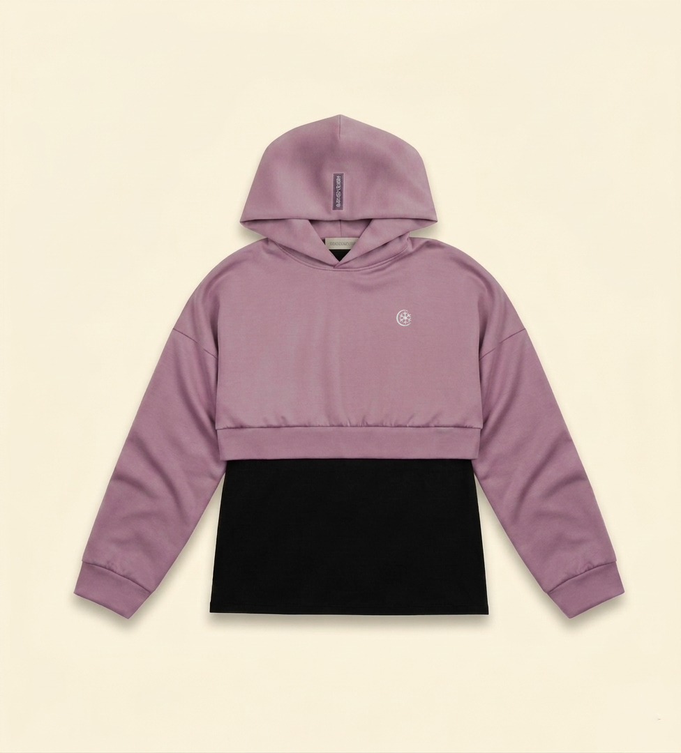 THE INNERSEJUK 2-IN-1 CROP HOODIE  IN DUSTY PURPLE