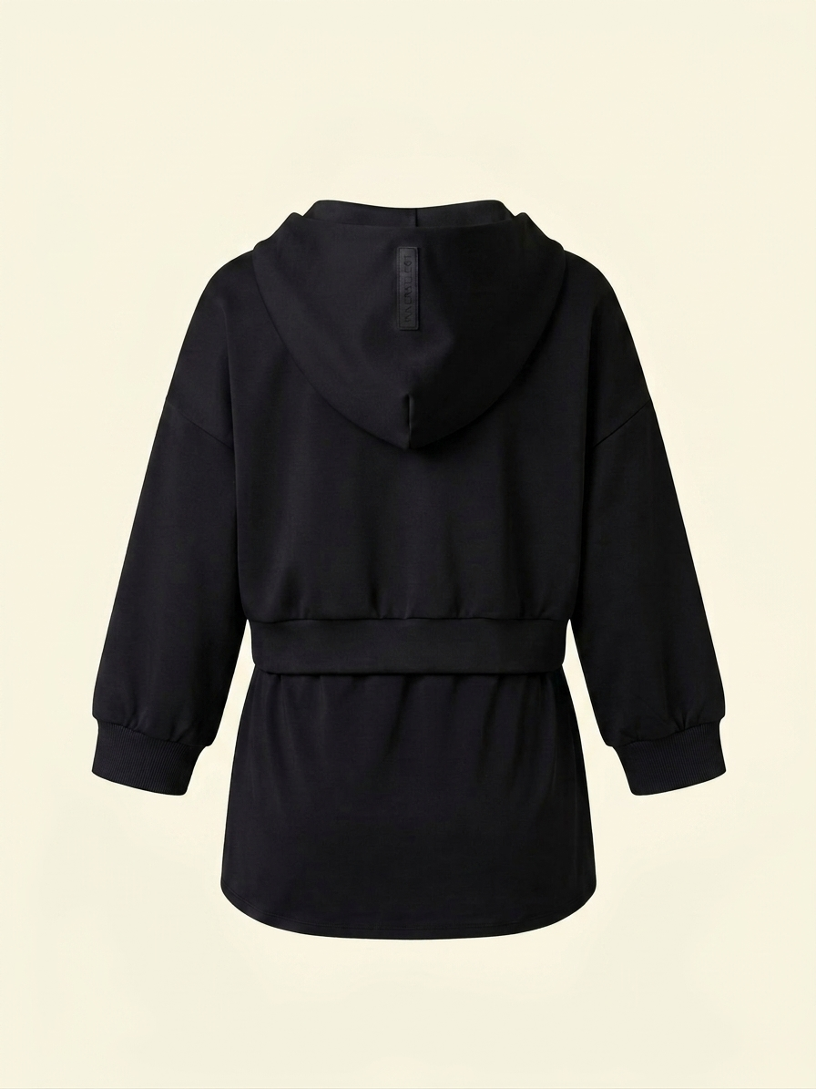 THE INNERSEJUK 2-IN-1 CROP HOODIE  IN BLACK